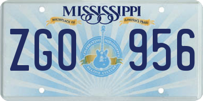 MS license plate ZGO956