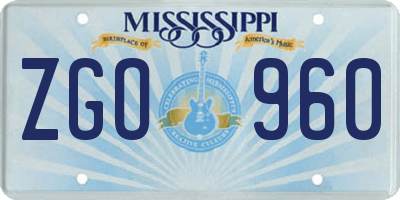 MS license plate ZGO960