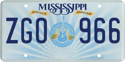 MS license plate ZGO966