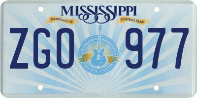 MS license plate ZGO977