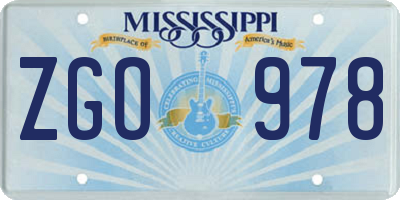 MS license plate ZGO978