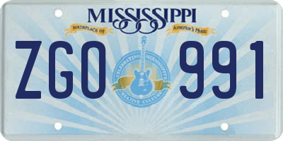 MS license plate ZGO991
