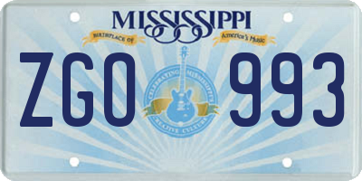 MS license plate ZGO993