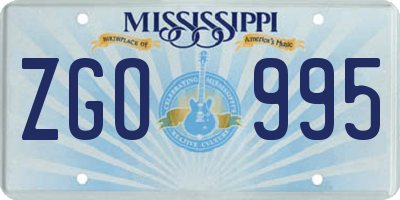 MS license plate ZGO995
