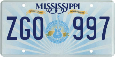 MS license plate ZGO997