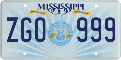 MS license plate ZGO999