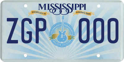 MS license plate ZGP000