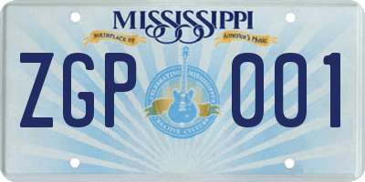 MS license plate ZGP001