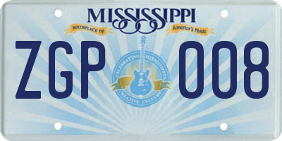 MS license plate ZGP008