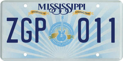 MS license plate ZGP011