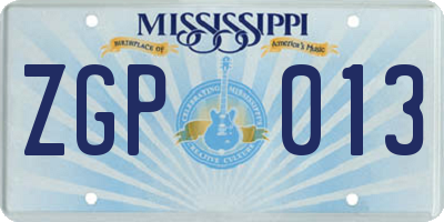 MS license plate ZGP013