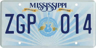 MS license plate ZGP014