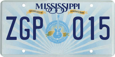 MS license plate ZGP015