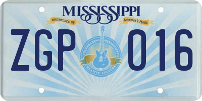MS license plate ZGP016