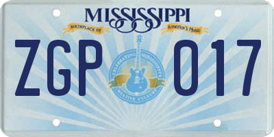MS license plate ZGP017