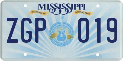 MS license plate ZGP019