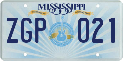 MS license plate ZGP021