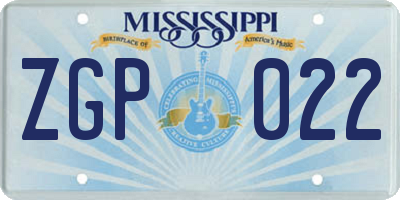 MS license plate ZGP022