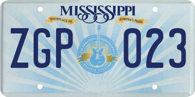 MS license plate ZGP023