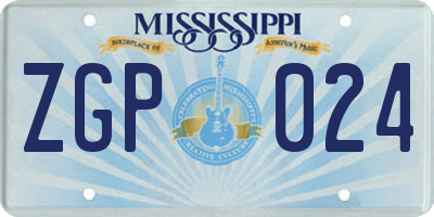 MS license plate ZGP024