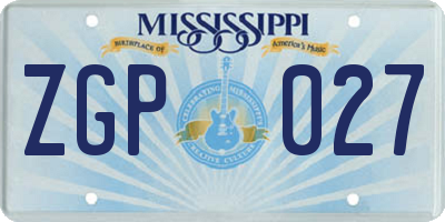MS license plate ZGP027