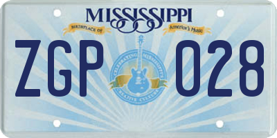 MS license plate ZGP028