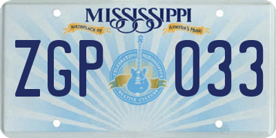 MS license plate ZGP033