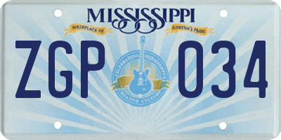 MS license plate ZGP034