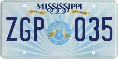 MS license plate ZGP035