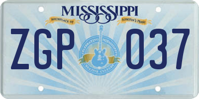 MS license plate ZGP037