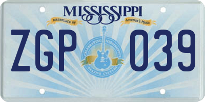 MS license plate ZGP039