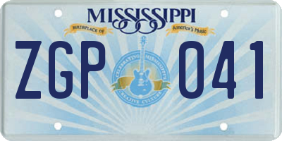 MS license plate ZGP041