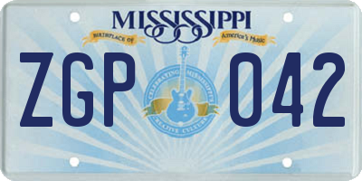 MS license plate ZGP042