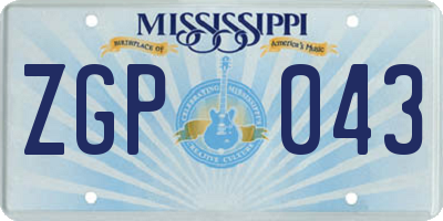 MS license plate ZGP043
