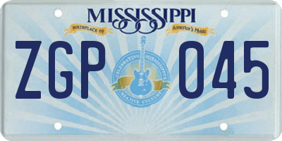 MS license plate ZGP045