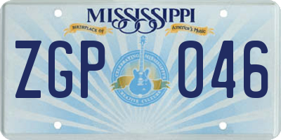 MS license plate ZGP046