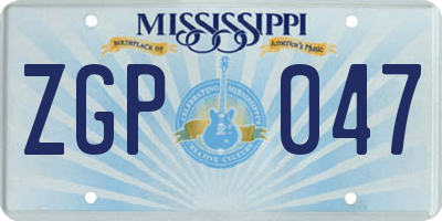 MS license plate ZGP047