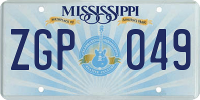 MS license plate ZGP049