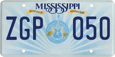 MS license plate ZGP050