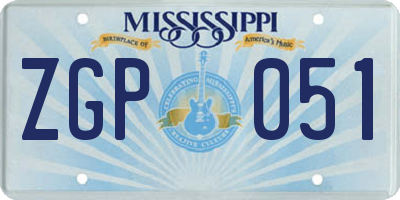 MS license plate ZGP051