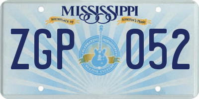 MS license plate ZGP052