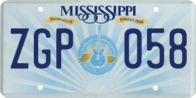 MS license plate ZGP058