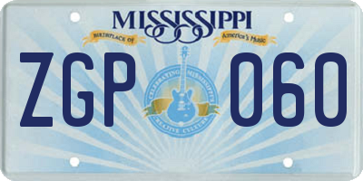 MS license plate ZGP060