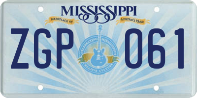 MS license plate ZGP061