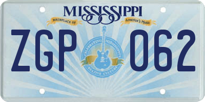 MS license plate ZGP062