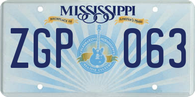 MS license plate ZGP063