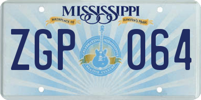 MS license plate ZGP064