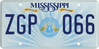 MS license plate ZGP066