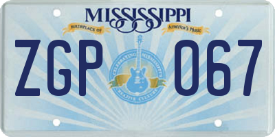 MS license plate ZGP067