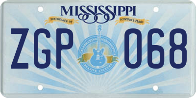 MS license plate ZGP068